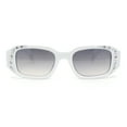 thumbnail image 2 of Womens Geometric Square Bevel Rectangle Rhinestone Jewel Plastic Sunglasses White - Smoke, 2 of 4