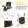thumbnail image 3 of Babyjoy Chaise Haute pour Bébé Pliable Chaise d'Alimentation avec 4 Roues Verrouillables Noir, 3 of 8