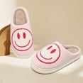 thumbnail image 2 of Smile Face Slippers for Women and Men Retro Comfy PU Leather Slip-On House Shoes with Memory Foam Warm Soft Flat Slides for Indoor & Outdoor, 2 of 5