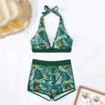 thumbnail image 2 of Gibobby Conjunto de bikini para mujer Traje de baño de mujer de talle sexy con cuello colgante estampado Bikini dividido(Verde,G), 2 of 4