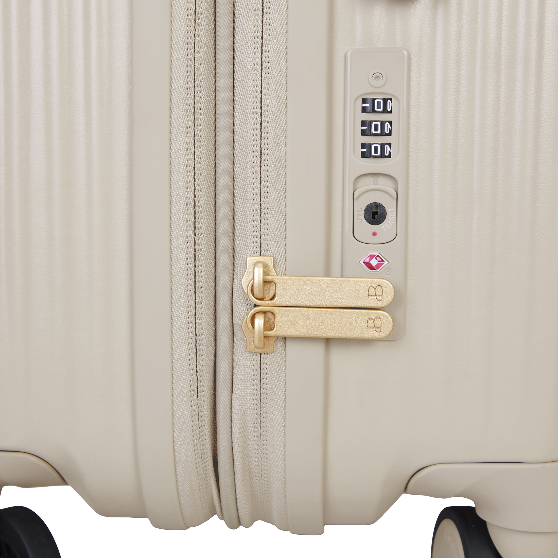 Beautiful 24-inch Checked Expandable Hardside Upright Luggage by Drew Barrymore, Porcini Taupe