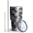 thumbnail image 2 of 30oz Pioneer Flower Floral Print Pattern Tumbler, Double Wall Vacuum Insulated Cup, BPA-Free Leak Proof Lid & Reusable Straws, Hot 12h, Cold 34h, 2 of 6