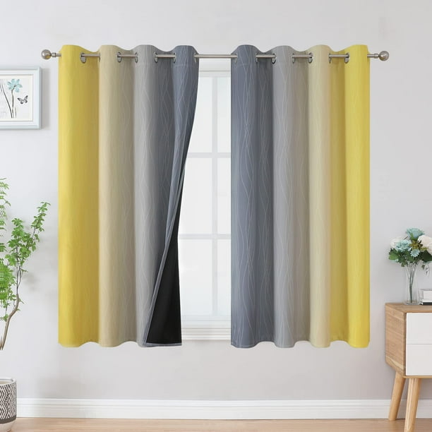 Cortinas Estelar Textiler Ombre Gris y Amarillo 132x137 cm
