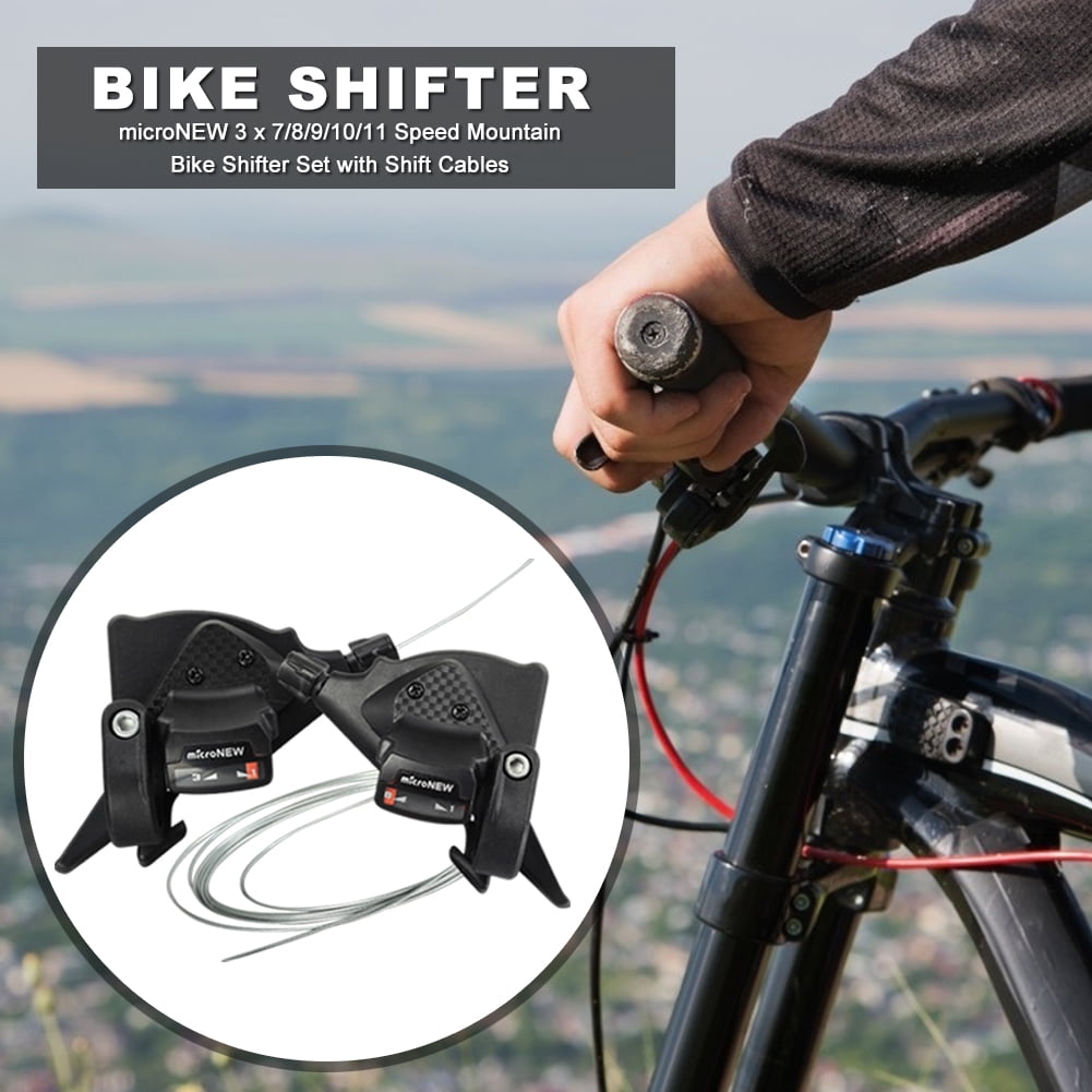 microNEW MTB Bike Shifter 3 x 7 8 9 10 11 Speed Gear Lever Set with Shift Cables Walmart