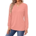 thumbnail image 2 of Fantaslook V Neck Blouses for Women Dressy Casual Tops Button Long Sleeve Shirts Trendy Fall Tops, 2 of 9