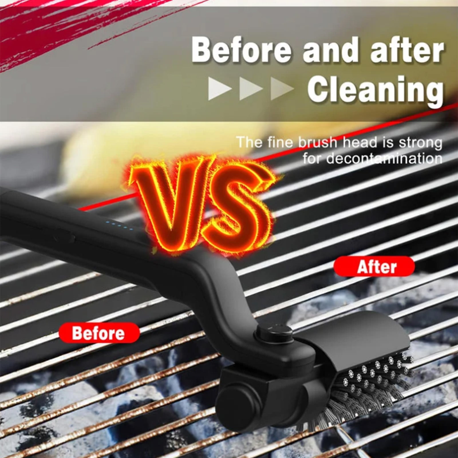 Electric Grill Brush for Outdoor Grill Rechargeable Electric Grill Cleaning Brush with Adjustable Head, Heat-Resistant Handle for Outdoor Grill Maintenance Electric Grill Cleaner