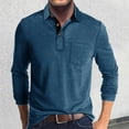 thumbnail image 2 of Tshirts Men Male Spring Solid Color Lapel Long Sleeve Button Neck Striped Oversized Mens Summer Shirts Blue S, 2 of 4