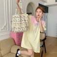 thumbnail image 2 of Girl Casual Large Capacity Handbags Vintage Floral Cotton Fabric Tote Bags Book Bag Shopping Bags Shoulder Bag 2, 2 of 8