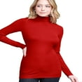 thumbnail image 3 of Women‘s Long Sleeve Rib Turtleneck Top Pullover Sweater L RED, 3 of 6