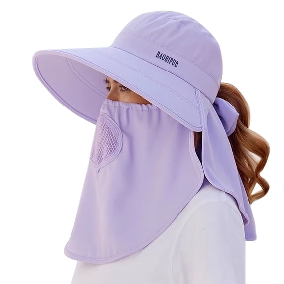 Straw Hats for Women , Womens Beach Hat , Hats Women Women's Summer Sun Hat with Detachable Face Visor and Neck Cover for Outdoor Beach Hiking
