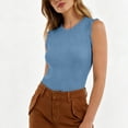 thumbnail image 3 of TEAJOPSUU Ribbed Tank Tops for Women Sleeveless Round Neck Tops Slim Fitted Solid Color Blouses Shirts Light Blue, 3 of 6