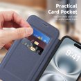 thumbnail image 6 of for iPhone 16 Wallet Case, Compatible with MagSafe, Support Wireless Charging, Slim Fit Premium PU Leather Flip Folio Cover with Card Slots Case Wallet for iPhone 16 - Blue, 6 of 9