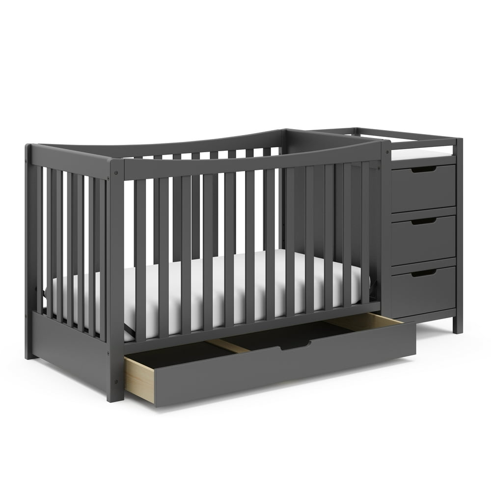 Graco Remi 4in1 Convertible Crib and Changer with Drawer, Gray