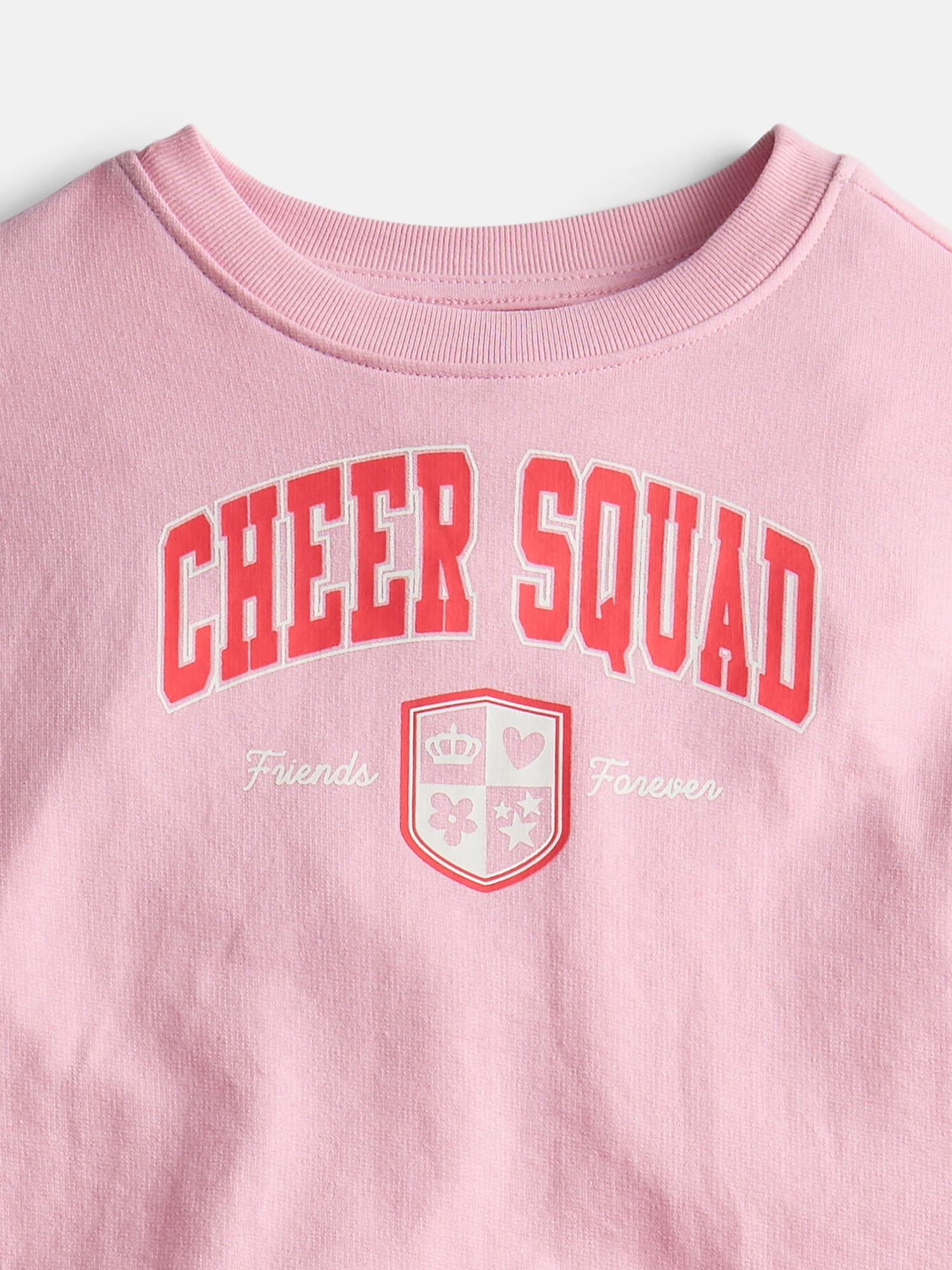 Wonder Nation Little Girls Crewneck Sweatshirt and Shorts Set, 2 Piece, Sizes 4-10