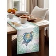 thumbnail image 3 of Summer Blue Sea Turtles Colorful Coral Table Runner 13x60in Non-Slip Cotton Linen Table Runners, Marine Life Dresser Scarves TableRunner for Dinner Kitchen Dining Wedding Party, 3 of 9