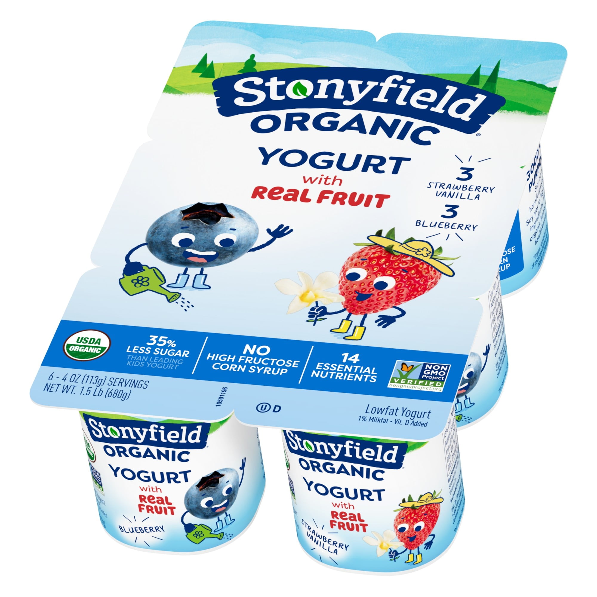 Stonyfield Organic Kids Blueberry & Strawberry Vanilla Lowfat Yogurt