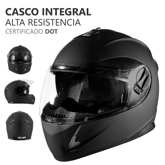 Casco Integral Motociclista Onof MH5889 Cerrado Negro Mate Deportivo Doble Visor - EG
