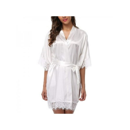 

Deals on Gift for Holiday!New Women s Robe Lace Stitching Sexy Half Sleeve Pajamas