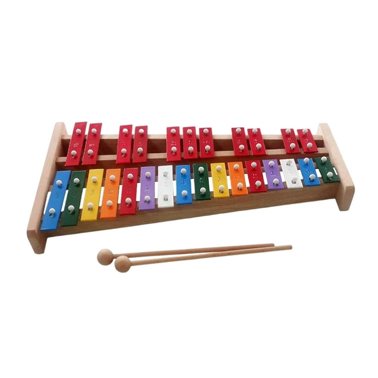 27 Note Glockenspiel Xylophone, Musical Percussion Instrument ,with Mallets for Music Lovers of Different Ages Compact Professional A, Style A