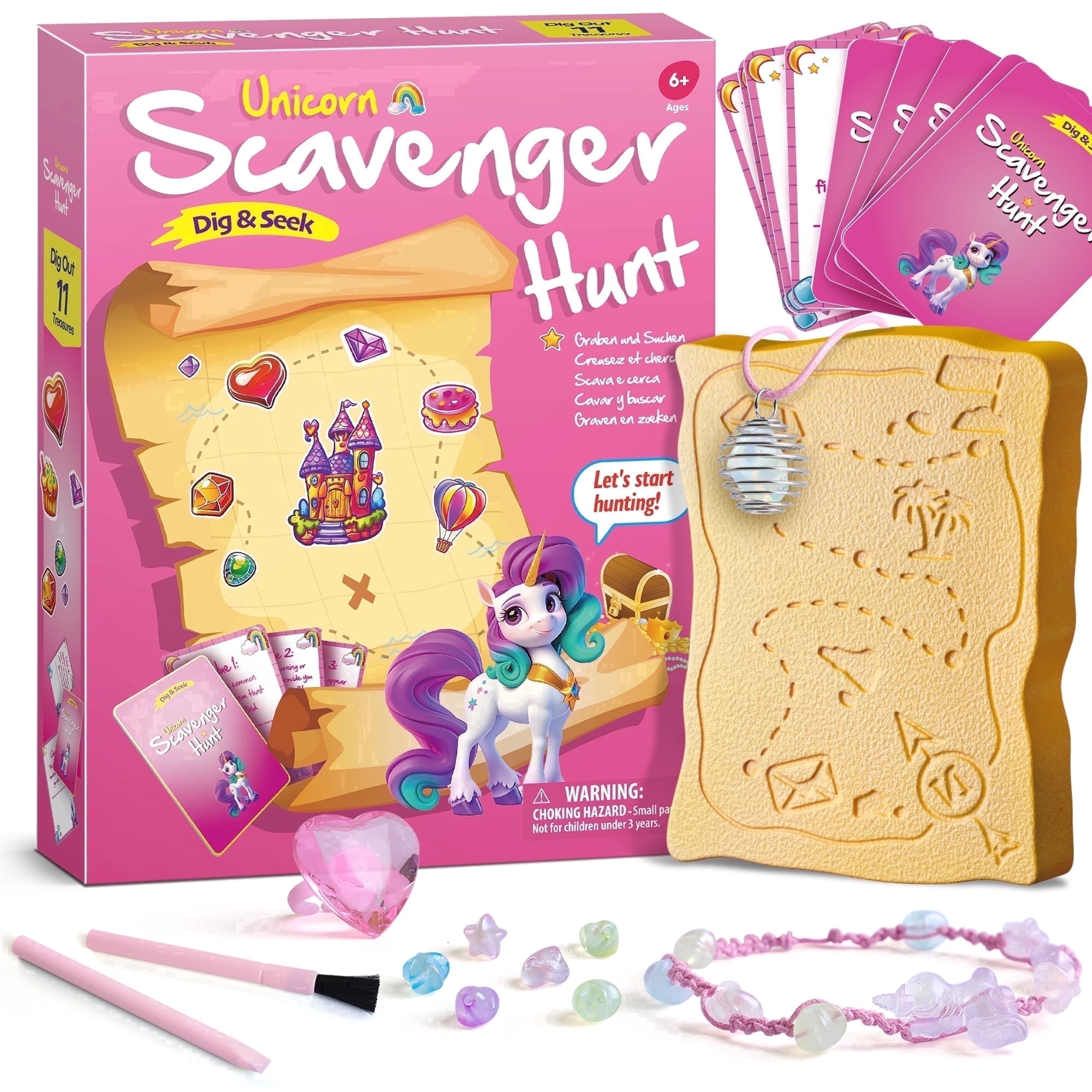 Piano Potato Unicorn Scavenger Hunt Dig Kit - Treasure Dig Kit Interactive Arts & Crafts, STEM Educational Toy with Clue Cards, Gemstone Dig Kits & DIY Jewelry Making Kits for Kids 6+, Ideal Gift for