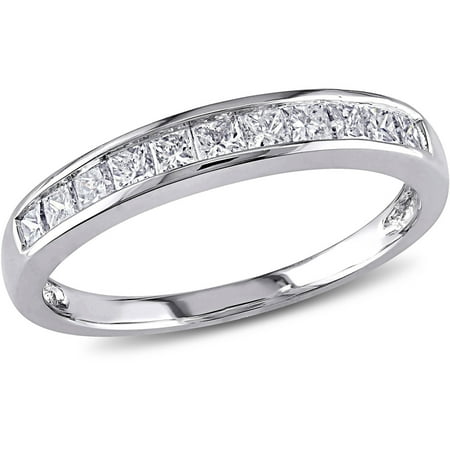 Miabella 1/2 Carat T.W. Princess-Cut Diamond 14kt White Gold Semi-Eternity Anniversary Ring