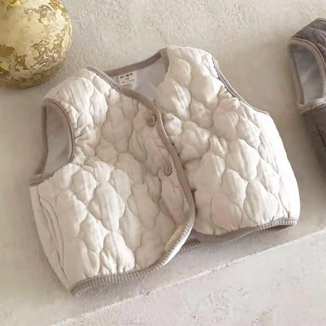 RXIRUCGD Veste Sans Manches en Coton Couleur Unie pour Enfants (Blanc, Taille : 2 Ans)