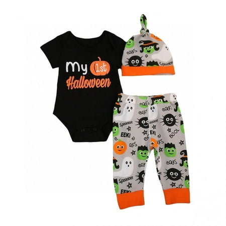 Newborn Baby Boys Girls My 1st Hallowee Romper Pants Leggings Outfits Clothes