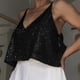 thumbnail image 1 of Camiseta Sin Mangas Con Tirantes Camiseta sin mangas con tirantes para mujer, chaleco de lentejuelas a la moda, ropa suelta para fiesta y Club (negro L) Cgtredaw para Mujer Negro T M, 1 of 9