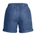 thumbnail image 6 of QSAWXQZ Women's Tencel Linen Blend Shorts Elastic Drawstring Waist Rolled Hem Summer Casual Loose Beach Hot Pants Comfortable Soft Shorts with Pockets L, 6 of 6