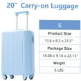 thumbnail image 5 of JERFIT 20" Sky Blue ABS Carry On Luggage Hardshell Suitcase w/ TSA Lock & 8 Spinner Wheels, Lightweight Durable Travel Cabin Case, 5 of 9