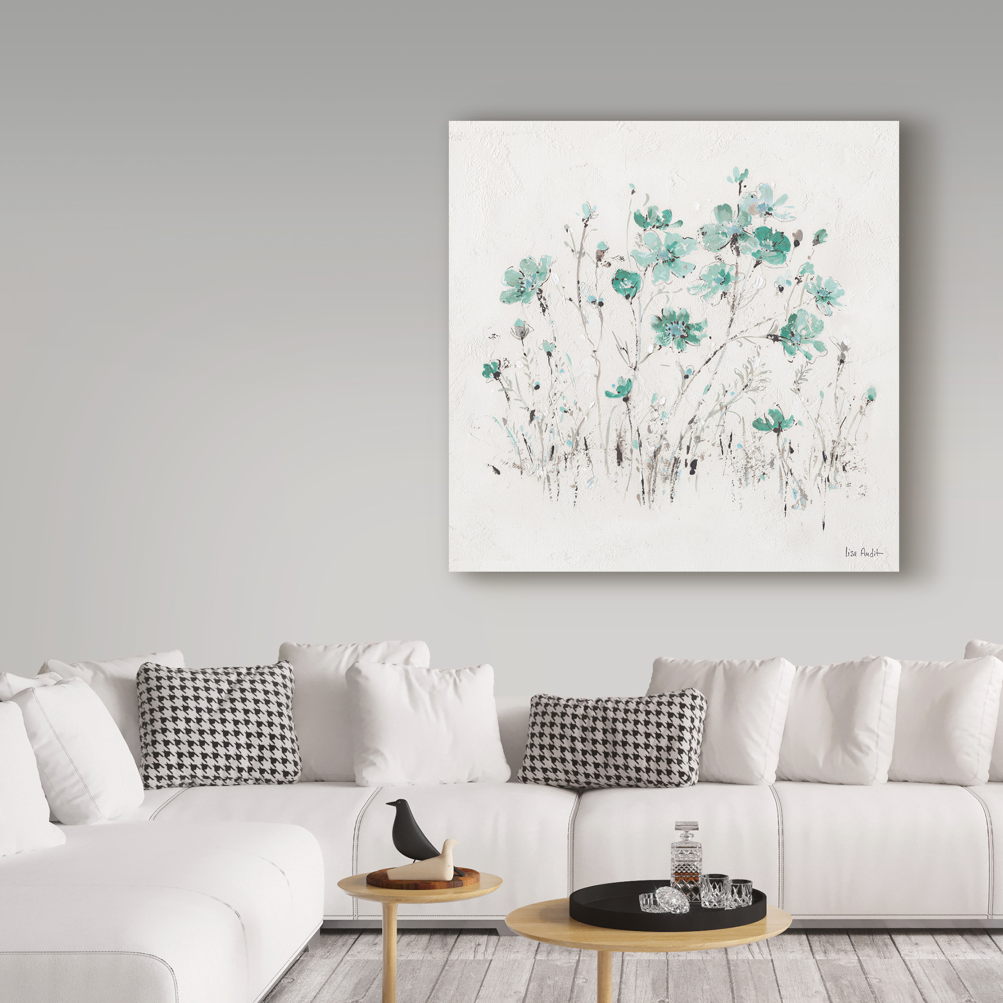 Trademark Fine Art 'Wildflowers II Turquoise' Canvas Art by Lisa Audit