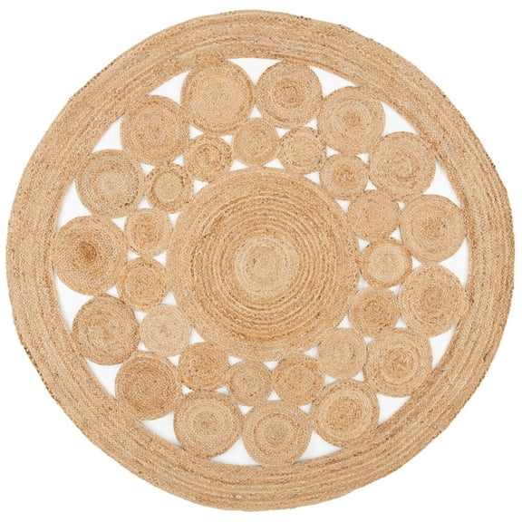 SAFAVIEH Natural Fiber Maybelle Geometric Area Rug, Natural, 6' x 6' Round