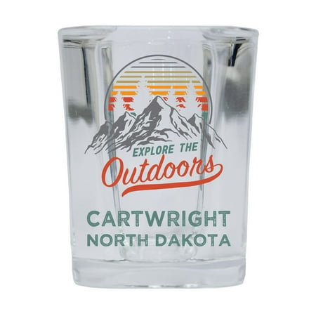 

Cartwright North Dakota Explore the Outdoors Souvenir 2 Ounce Square Base Liquor Shot Glass 4-Pack