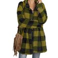 thumbnail image 2 of Women's Mid-length Plaid Button Down Shacket Jacket Long Sleeve Casual Coat with Pockets, 2 of 4