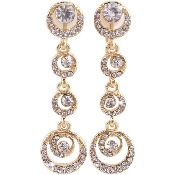 Luxury Bridal Alloy Rhinestone Moon Shape Clip on Earrings No Pierced for Women