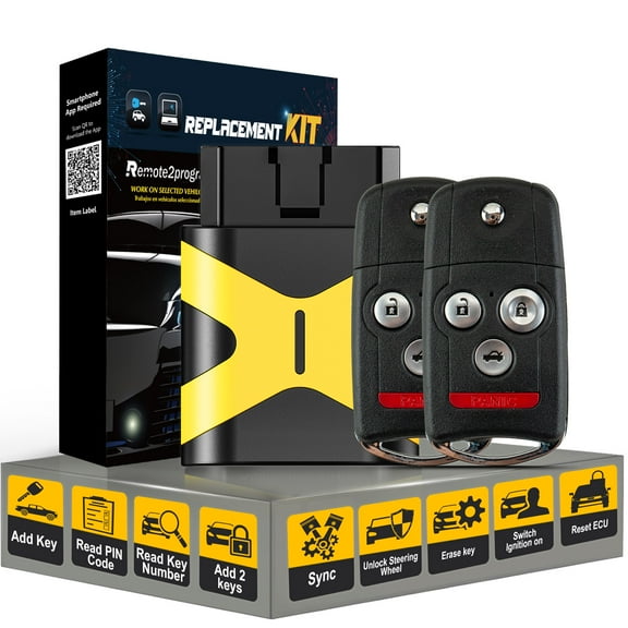 Self Programmable Car Key for No Working Remote and Keyless Entry Remote Replacement for Acura with FCC: OUCG8D-439H-A