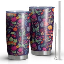 20 Oz Pioneer Flower Coffee Tumbler Double Wall Insulated Stainless Steel Water Bottle | Metal Reusable Thermoses Flask with Cup Cap | Leak & Sweat Proof with Anti-Dust Lid