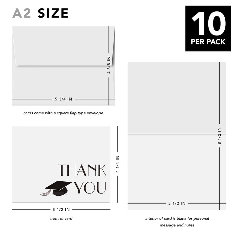 Graduation Cards 2026 Thank You Card - Cute and Stylish Greeting, Appreciation, Celebratory Greeting Cards | 4.25 x 5.5 When Folded (A2 Size) | 80lb