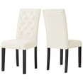thumbnail image 1 of Subrtex Upholstered Parsons Chair Linen Fabric Dining Chair (Set of 2, Ivory), 1 of 6