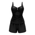 thumbnail image 4 of VISALY Womens Tankini Swimsuits 2 Piece Ruched Tankini Bathing Suits Tummy Control Bathing Suit with Pocket Boyshorts Push Up Bathing Suits V-Wire Swimsuits 2026 Beach Swimwear Black S, 4 of 8