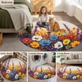 thumbnail image 6 of Spring Floral Round Area&nbsp;Rug 5ft Vintage Lavender Oil Painting Flower Non-Slip&nbsp;Washable Circle Rugs Soft Felt Indoor Floor Mat for Bedroom Kitchen Living Room Bathroom, 6 of 9