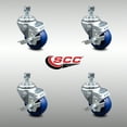 thumbnail image 2 of 3 Inch SS Solid Polyurethane Wheel Swivel ½ Inch Threaded Stem Caster Set Brake, 2 of 2