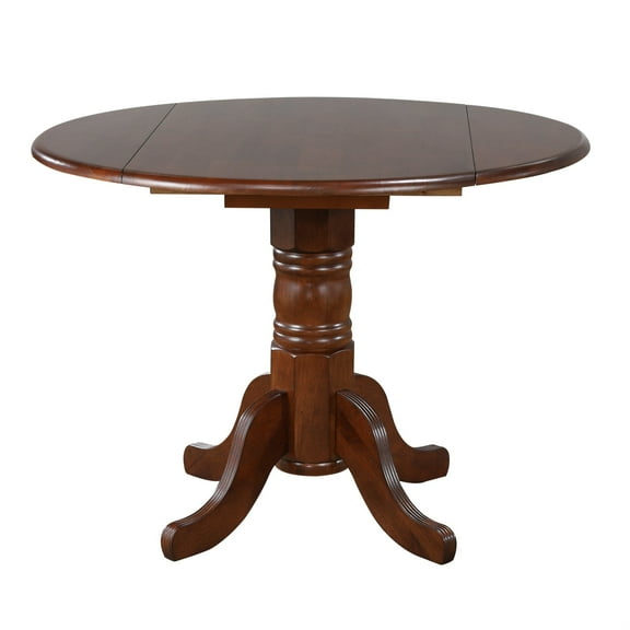 Sunset Trading Andrews 42" Round Dropleaf Dining Table Chestnut Brown Solid Wood