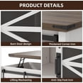 thumbnail image 5 of 47.2" Farmhouse Lift Top Coffee Table with Storage Sliding Barn Door & Large Hidden Compartment, Rustic Coffee Table with Lifting Top Storage Coffee Table for Living Room, 5 of 7