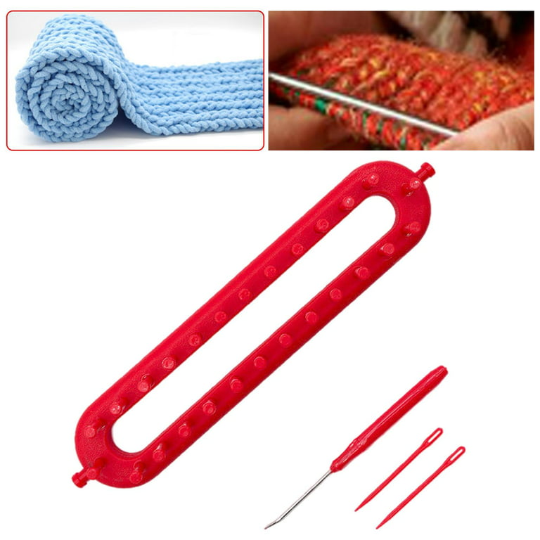 Plastic Long Knitting Loom Kit DIY Crochet Weaving Handmade Machine Needle  Knitter for Beginners Scarf , red color 10.2inch, 10 