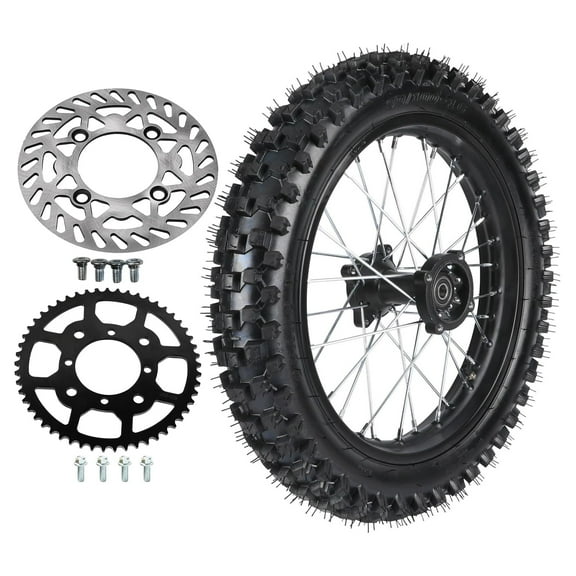 16" Rear Wheel 90/100-16 Tire Rim Assembly Includes Brake Rotor and 420 53T Sprocket for Dirt Pit Bike Motorcycle 125cc 140cc 150cc 160cc 200cc 250cc Apollo Taotao SSR