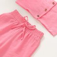 thumbnail image 6 of Canrulo Toddler Baby Girl Solid Color Ruffle Sleeveless Button Down Halter Tank Crop Tops and Pants Outfits Pink 5-6 Years, 6 of 6