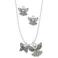 thumbnail image 1 of Delight Jewelry Silvertone Small Antiqued Crystal Butterfly Silver tone Guardian Angel Charm Necklace and Stud Earrings, 1 of 4