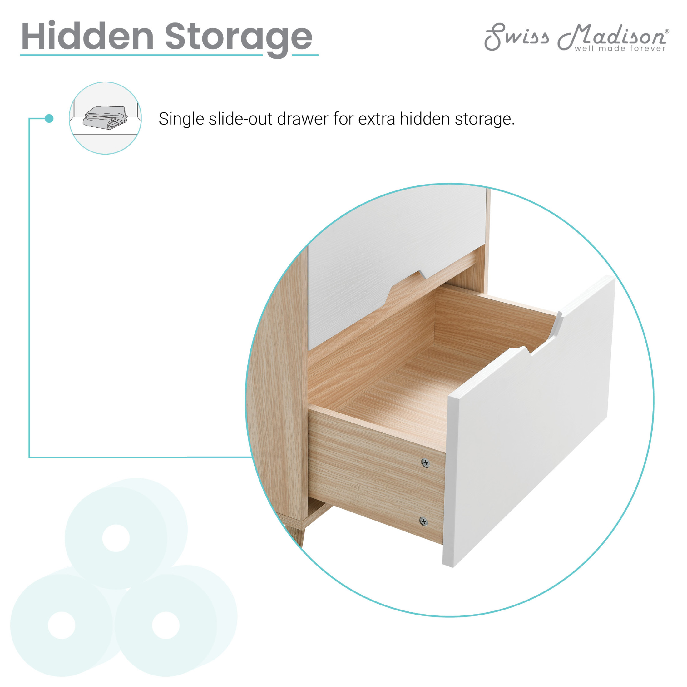 Brusque 24" Freestanding Bathroom Vanity in Natural Oak with Sink Top