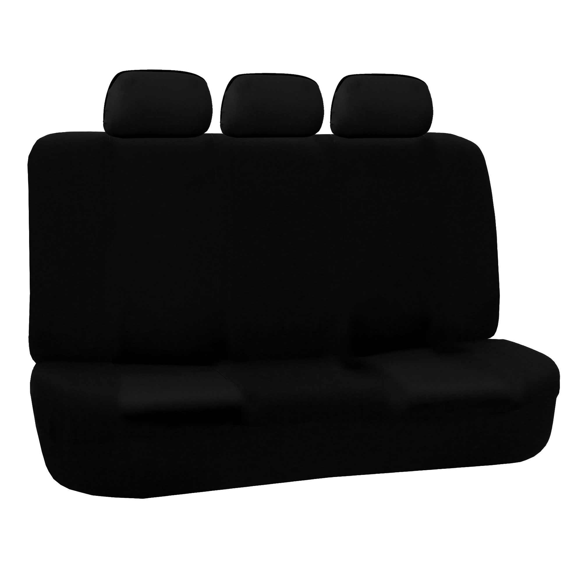 FH Group Universal Flat Cloth Fabric Car Seat Cover, 5 Headrests Full Set, Black - image 2 of 2